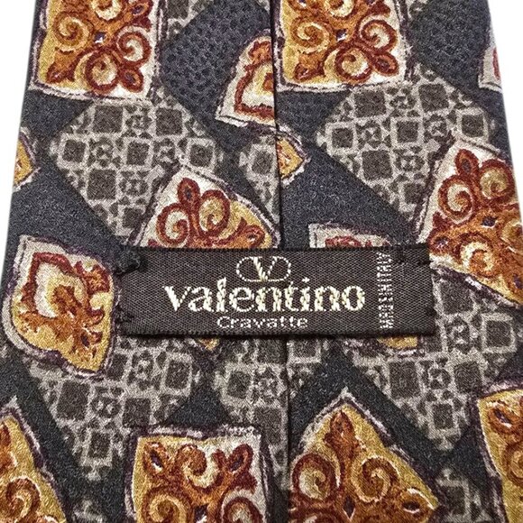 Valentino Cravette Geometric Handmade Italian Silk Tie - Picture 4 of 6